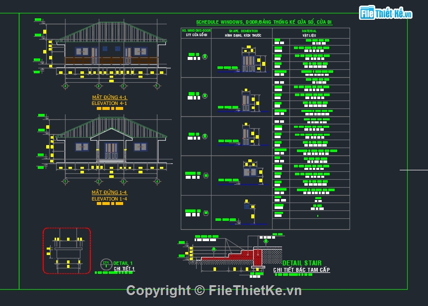 Autocad nhà Thái 8x11m,Bản vẽ nhà Thái,Thiết kế nhà Thái 8x11m,Cad thiết kế nhà Thái